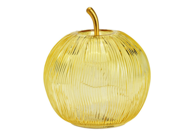 Deko Apfel - LED avec minuterie en verre jaune 16x17x16cm - 10042848 - WURM