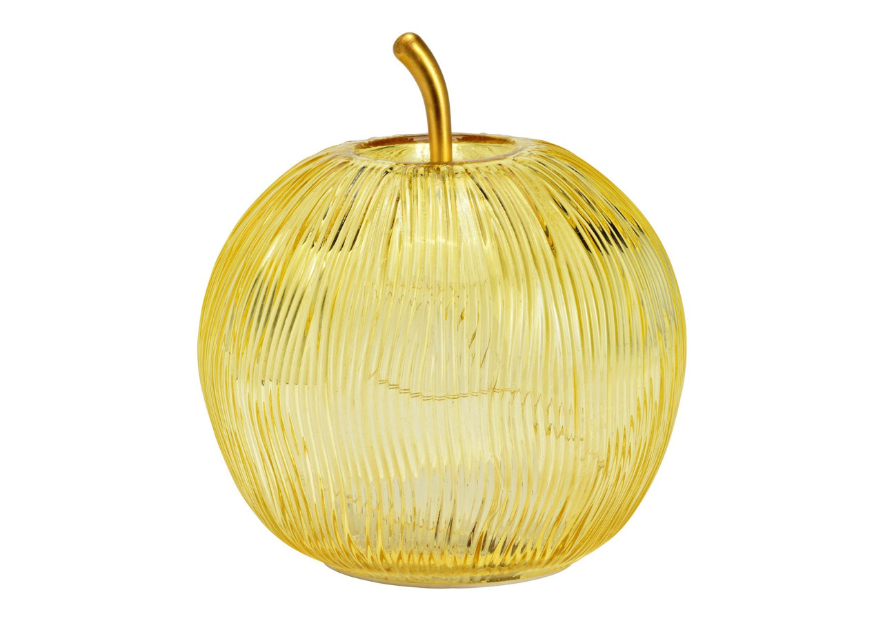 Deko Apfel - LED avec minuterie en verre jaune 16x17x16cm - 10042848 - WURM