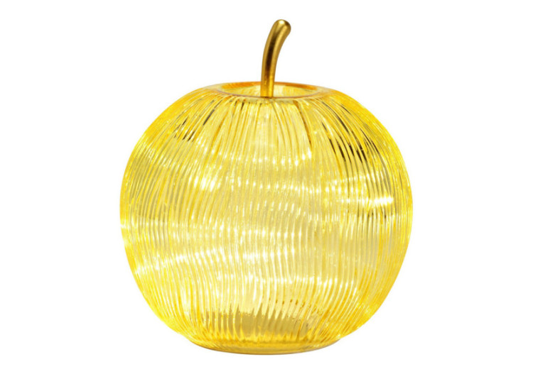 Deko Apfel - LED avec minuterie en verre jaune 16x17x16cm - 10042848 - WURM 2