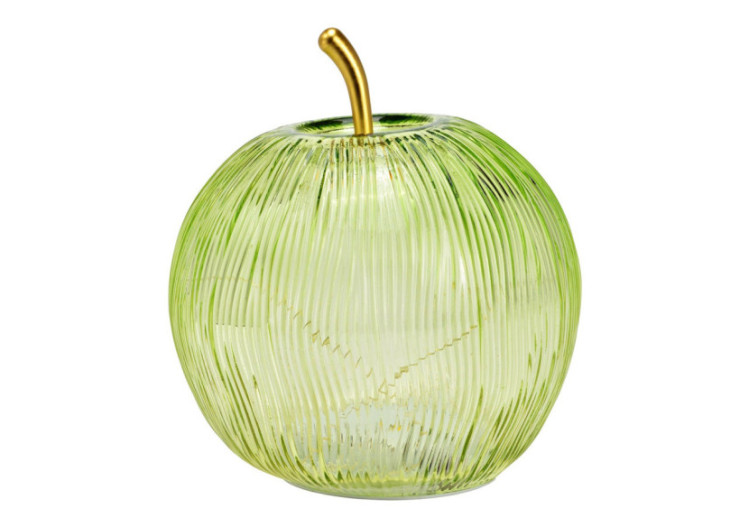 Deko Apfel - LED avec minuterie en verre vert 16x17x16cm - 10042849 - WURM