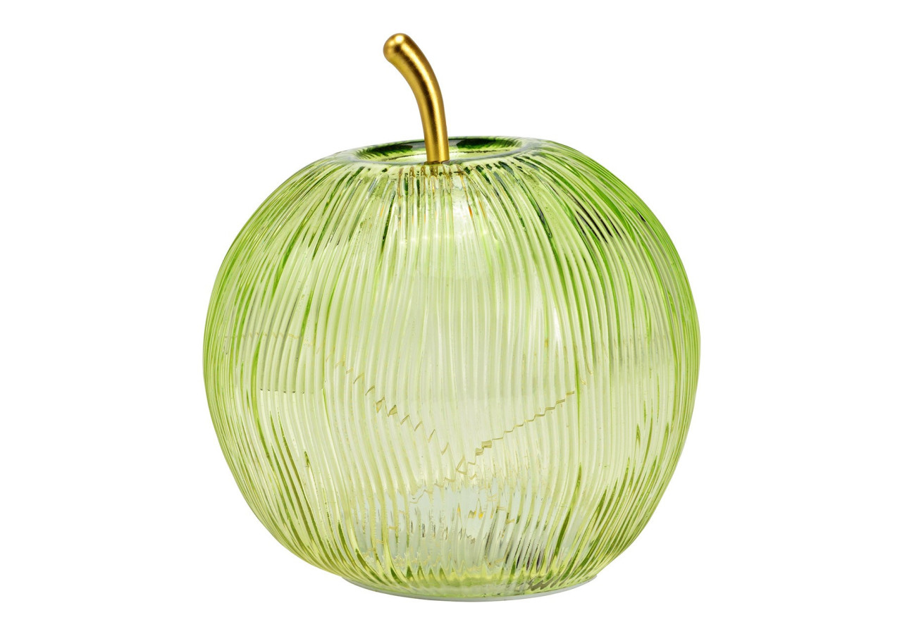 Deko Apfel - LED avec minuterie en verre vert 16x17x16cm - 10042849 - WURM