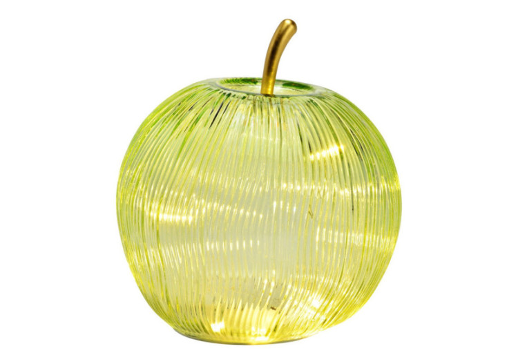 Deko Apfel - LED avec minuterie en verre vert 16x17x16cm - 10042849 - WURM 2