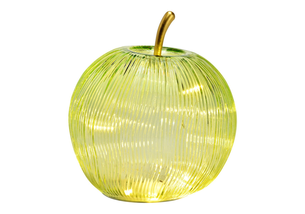 Deko Apfel - LED avec minuterie en verre vert 16x17x16cm - 10042849 - WURM