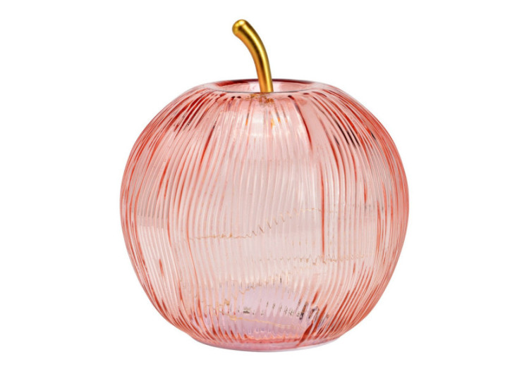 Pomme décorative LED - Verre rose avec minuterie 16x17x16cm - 10042850 - WURM