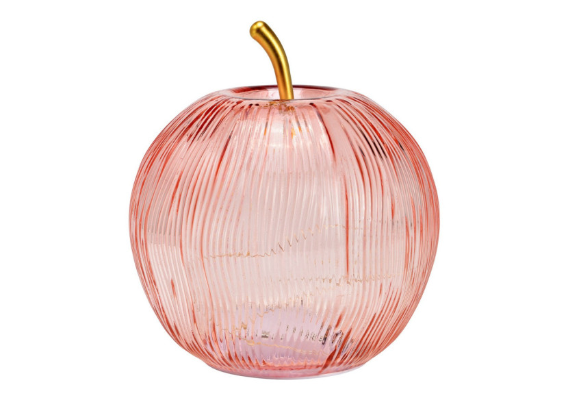 Pomme décorative LED - Verre rose avec minuterie 16x17x16cm - 10042850 - WURM