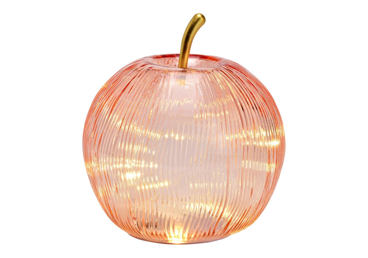 Pomme décorative LED - Verre rose avec minuterie 16x17x16cm - 10042850 - WURM