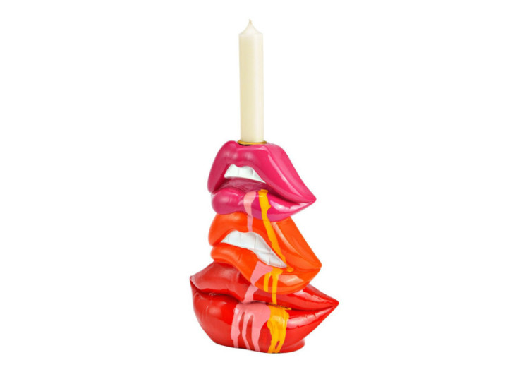 Bougeoir en forme de lèvres - Poly, rose et rouge 16x20x7cm - 10042953 - WURM 2