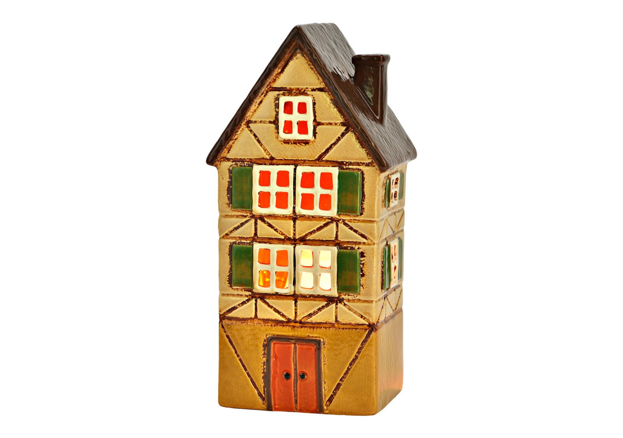 Maison lumineuse en grès - Multicolore 12x27x10cm - 10042966 - WURM