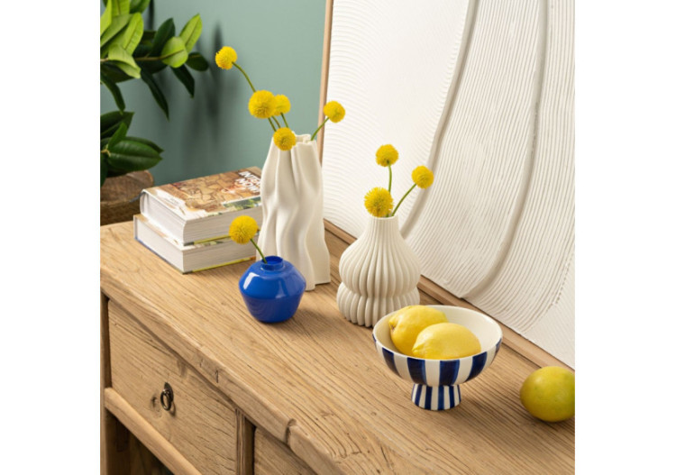 Bol décoratif en céramique - Rayures bleu et blanc 17 x 10 x 17 cm - 10043070 - WURM 2