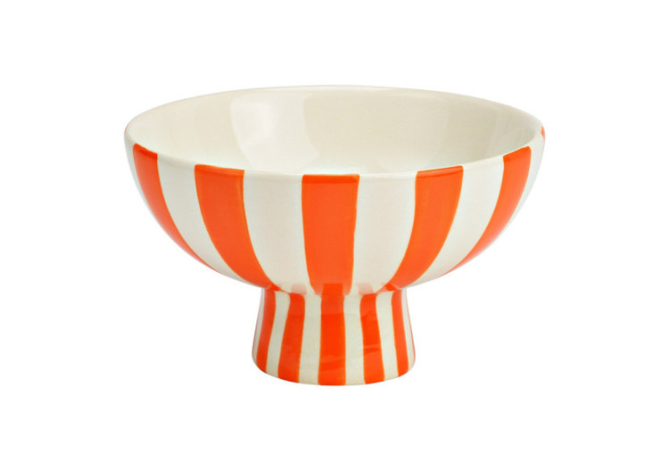 Bol décoratif en céramique - Rayures orange et blanc 17x10x17cm - 10043071 - WURM