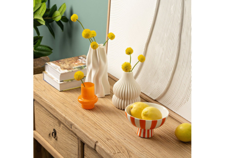 Bol décoratif en céramique - Rayures orange et blanc 17x10x17cm - 10043071 - WURM 2