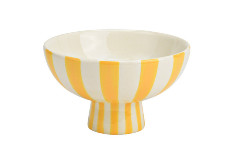 Bol décoratif en céramique - Rayures jaunes et blanches 17x10x17cm - 10043072 - WURM