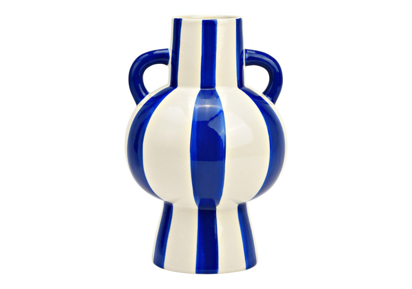 Vase en céramique - Rayures bleues et blanches 15x24x15cm - 10043076 - WURM