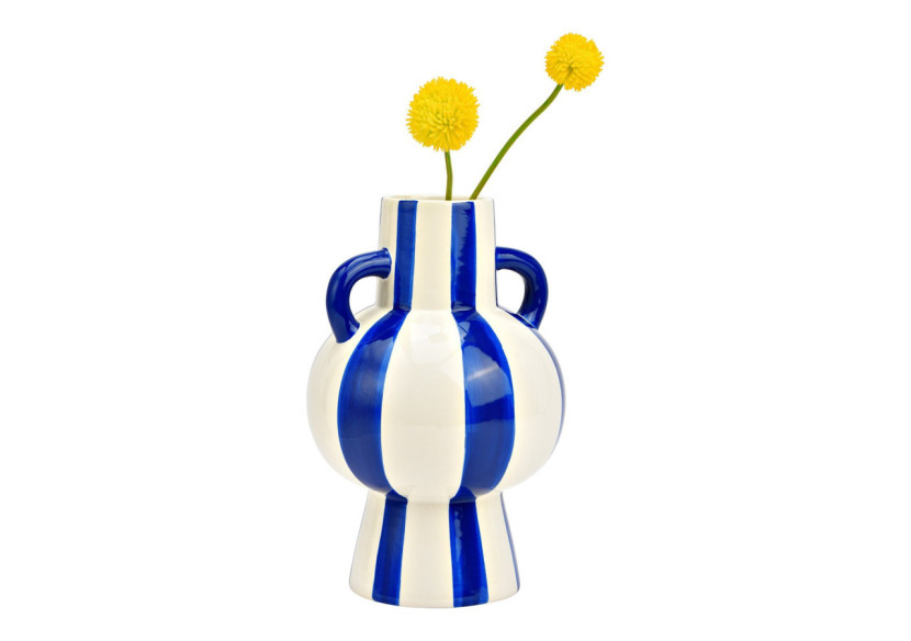 Vase en céramique - Rayures bleues et blanches 15x24x15cm - 10043076 - WURM