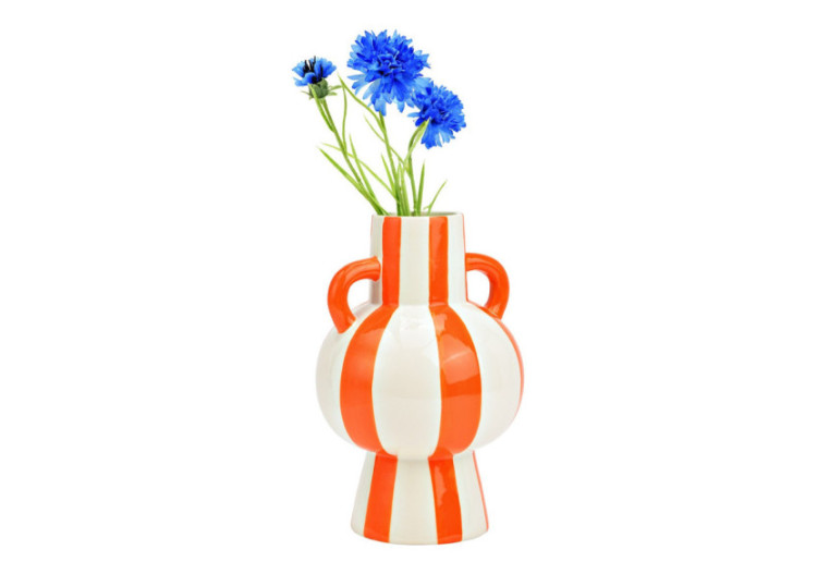 Vase en céramique - Rayures orange et blanches 15x24x15cm - 10043077 - WURM 2