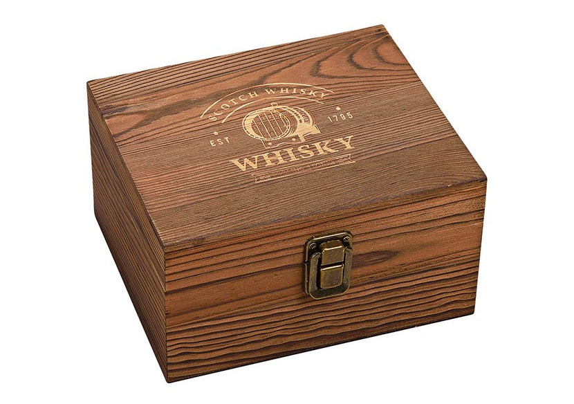 Set de verres à whisky - Pierre à glace en basalte, 6 pièces en boîte en bois - 10054443 - WURM