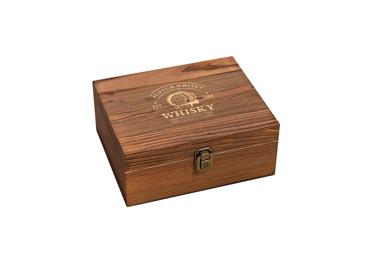 Set de Whisky en Pierre - Comprend 2 Verres et 8 Glaçons en Basalte dans une Boîte en Bois - 10054444 - WURM