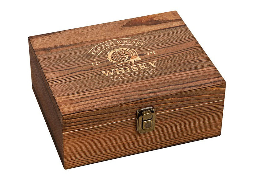 Set de Whisky en Pierre - Comprend 2 Verres et 8 Glaçons en Basalte dans une Boîte en Bois - 10054444 - WURM