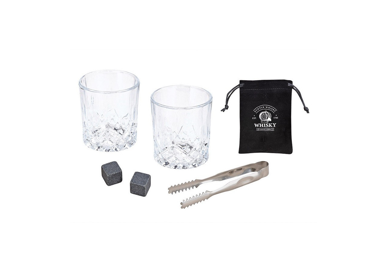 Set de Whisky en Pierre - Comprend 2 Verres et 8 Glaçons en Basalte dans une Boîte en Bois - 10054444 - WURM