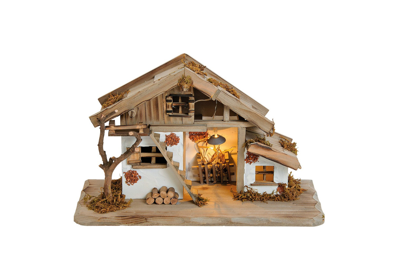Maison de Crèche avec Éclairage LED - En Pin et MDF Naturel - 10055193 - WURM