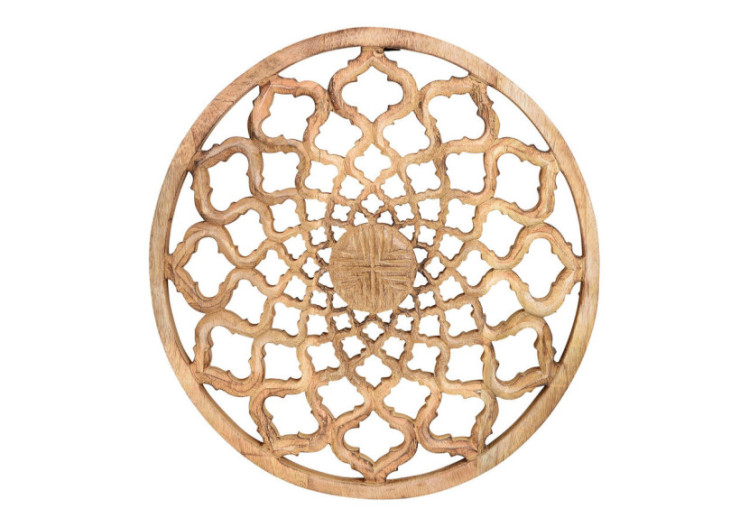 Accroche-Mur Décoratif en Bois de Mangue - Motif Floral - 10055467 - WURM