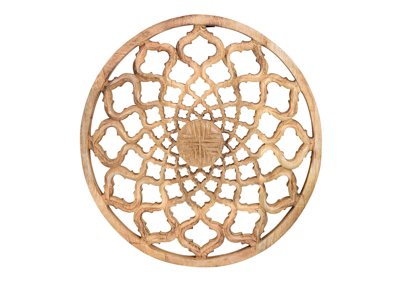 Accroche-Mur Décoratif en Bois de Mangue - Motif Floral - 10055467 - WURM