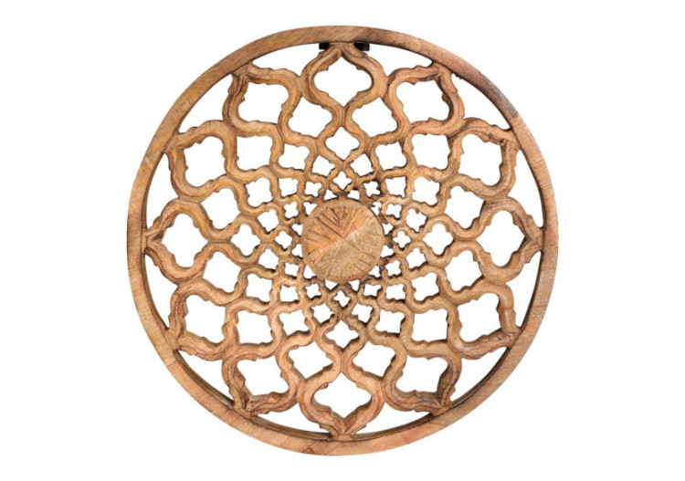 Accroche-Mur Décoratif en Bois de Mangue - Motif Floral - 10055546 - WURM