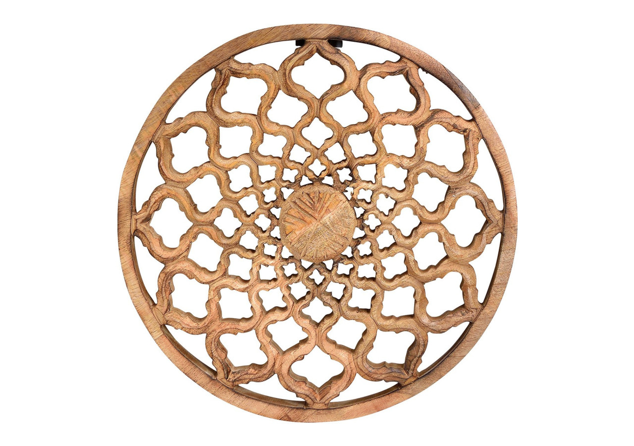 Accroche-Mur Décoratif en Bois de Mangue - Motif Floral - 10055546 - WURM