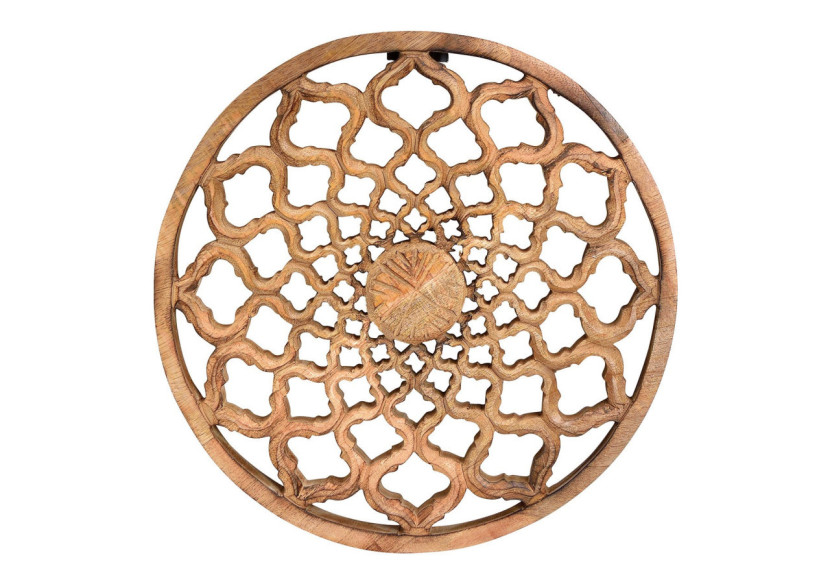 Accroche-Mur Décoratif en Bois de Mangue - Motif Floral - 10055546 - WURM