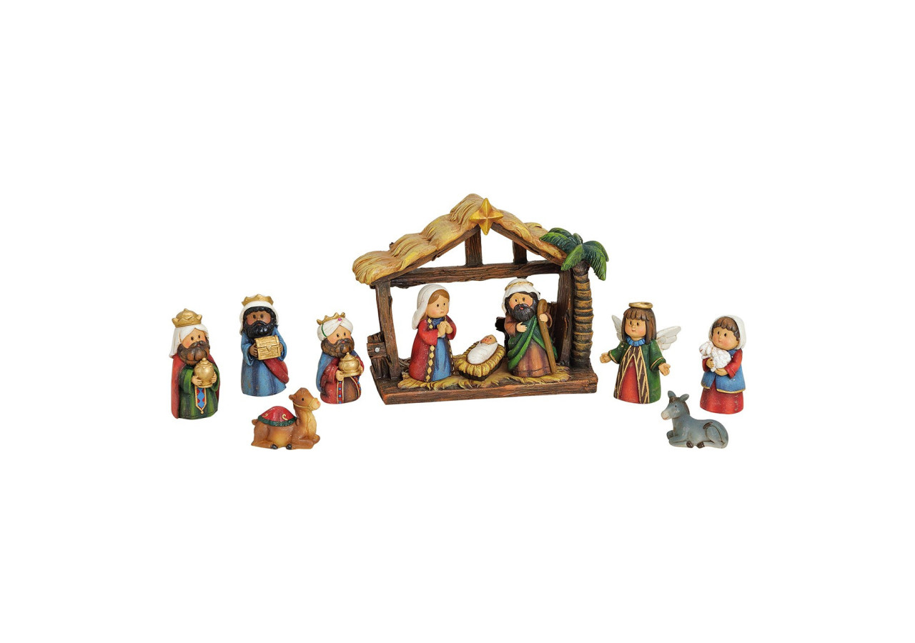Set de Figurines de Crèche en Poly - 11 pièces, de 2 à 9 cm - 10055783 - WURM