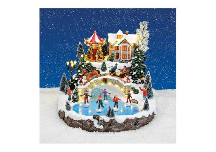 Scène d'Hiver avec Lumières et Musique - Carrousel avec Patineurs 33x35x29cm - 10055904 - WURM 2