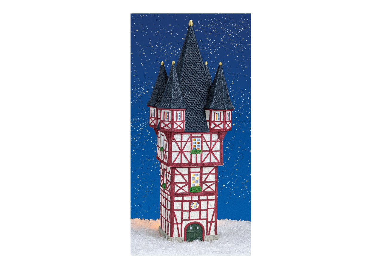 Tour Bromser à Rüdesheim - Lichthaus en porcelaine colorée 12x12x33 cm - 10056365 - WURM