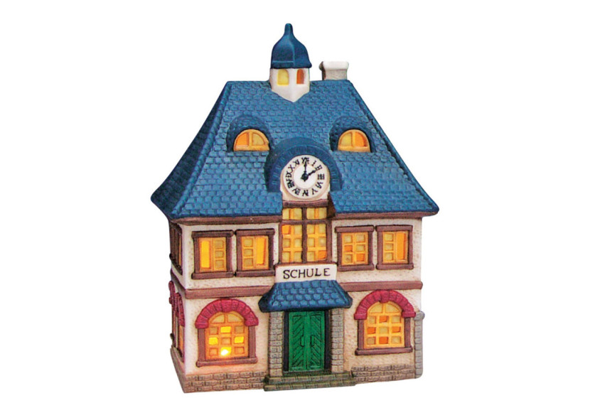 Maison lumineuse 'École' - Porcelaine colorée 12 x 18 x 10 cm - 10056395 - WURM