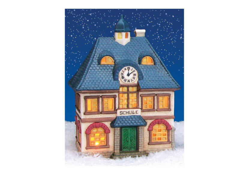 Maison lumineuse 'École' - Porcelaine colorée 12 x 18 x 10 cm - 10056395 - WURM