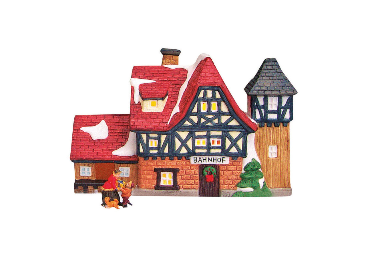 Maison lumineuse 'Gare' - Porcelaine colorée 20 x 13 x 9 cm - 10056675 - WURM