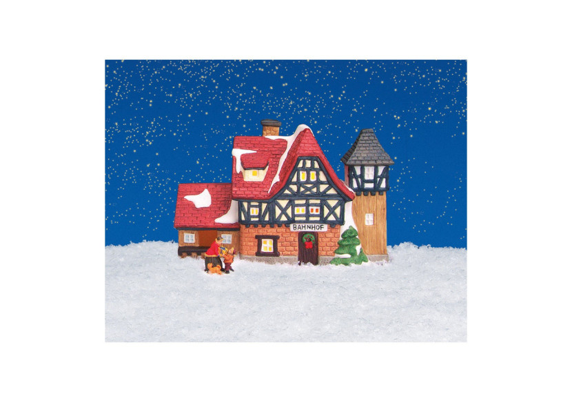 Maison lumineuse 'Gare' - Porcelaine colorée 20 x 13 x 9 cm - 10056675 - WURM