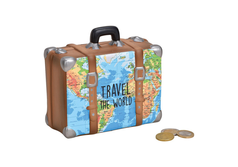 Tirelire Valise - Carte du monde en céramique 14x13x6cm - 10025067 - WURM