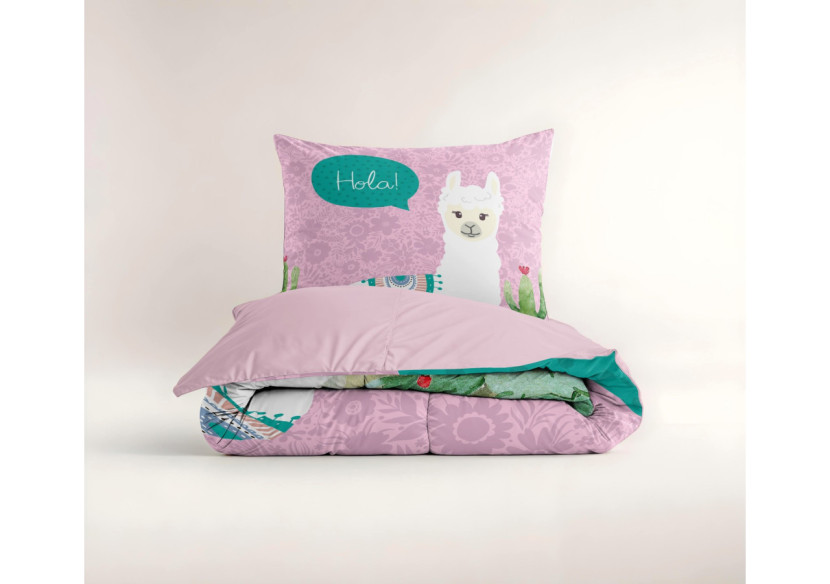 Housse de couette Hola Lama - 140 x 200/220 cm en microfibre douce - 17021738 - Royal Textile