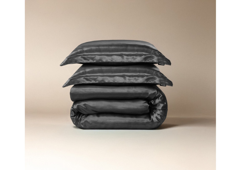 Housse de Couette Satiné Brillant Anthracite - 140 x 220 cm - 17020871 - Royal Textile