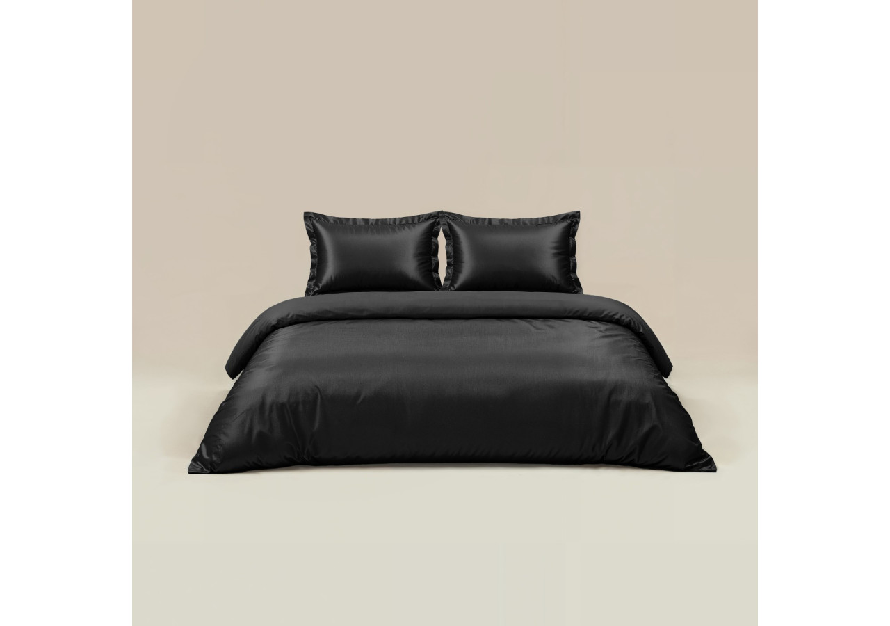 Housse de Couette Glossy Zwart 140 x 220 - Confort chic - 17020874 - Royal Textile