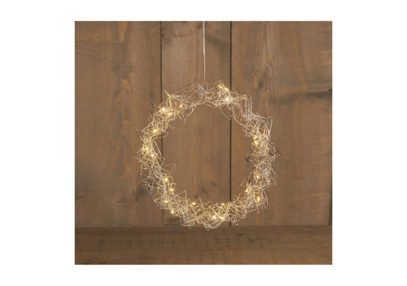 Couronne métallique argentée avec LED chaude - 30cm - 10034828 - WURM Couronne métallique argentée avec LED chaude - 30cm - 10034828 - WURM
