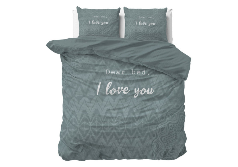 Housse de Lit I Love Bed Vert - 240 x 200/220 cm - 17022517 - Royal Textile