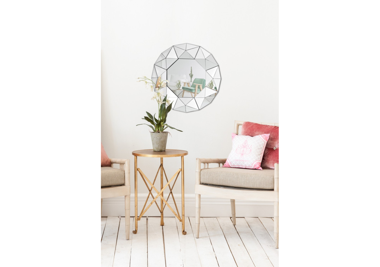 Miroir mural Vulcanus - Polygonal Argenté Ø 70 cm - 3GKN2 - Kayoom