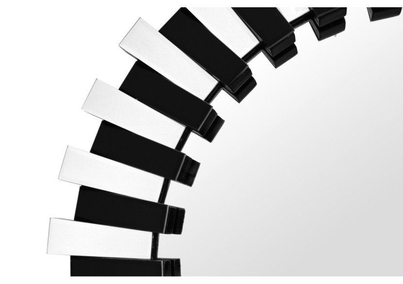 Miroir Apollon 900 - Cadre argent et noir, diamètre 80 cm - YHZP8 - Kayoom