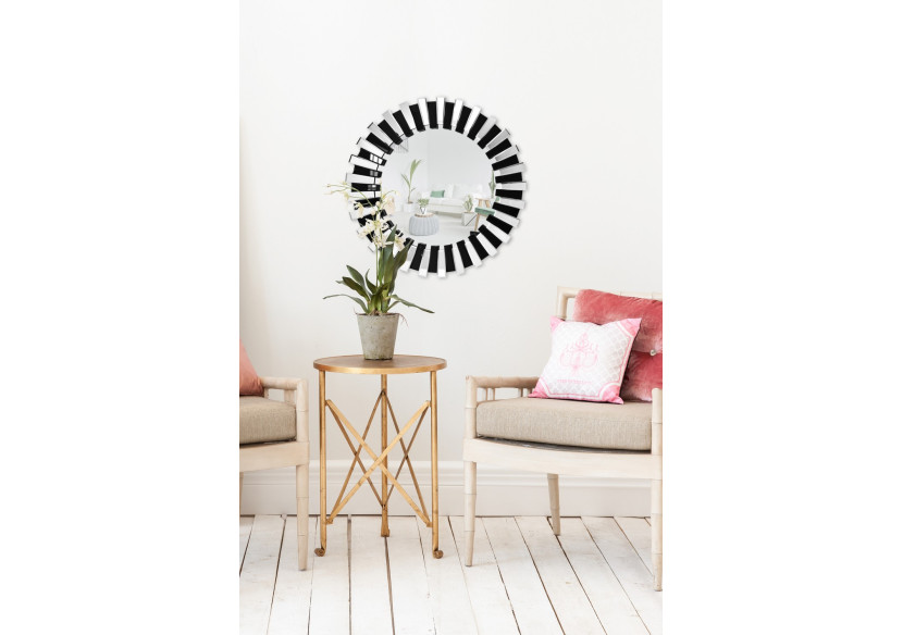 Miroir Apollon 900 - Cadre argent et noir, diamètre 80 cm - YHZP8 - Kayoom