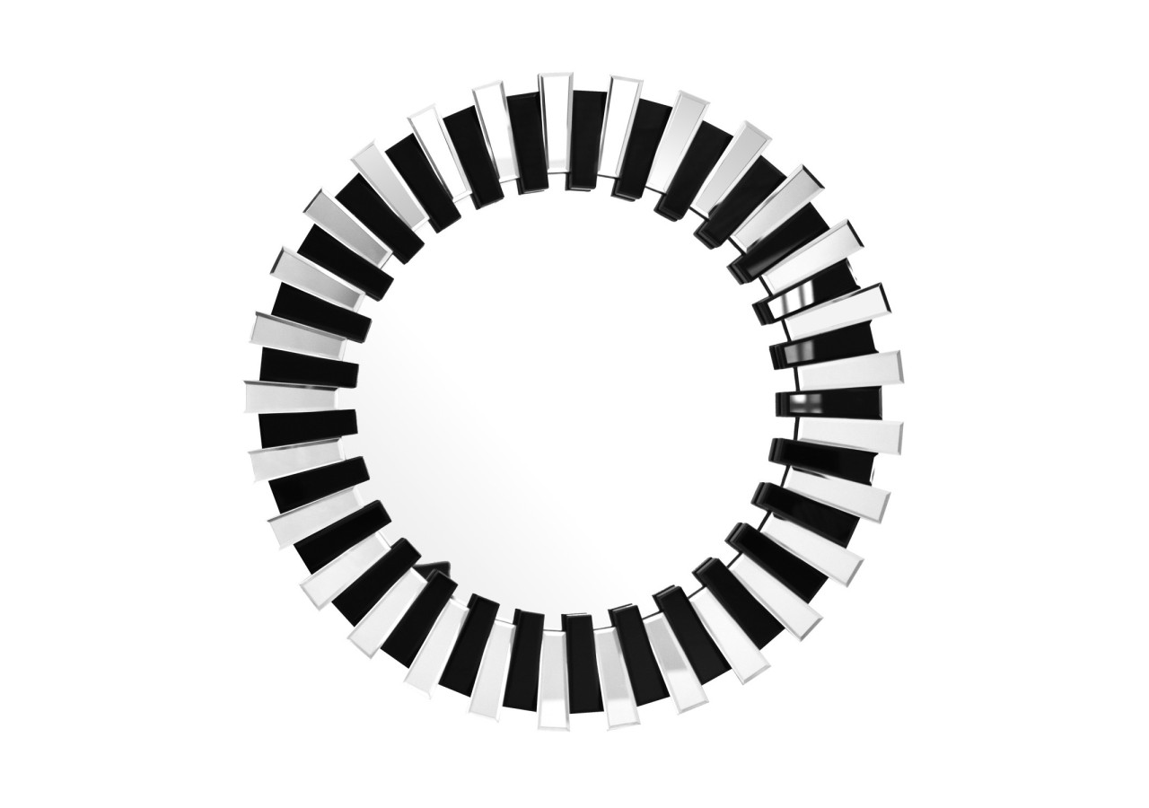 Miroir Apollon 900 - Cadre argent et noir, diamètre 80 cm - YHZP8 - Kayoom