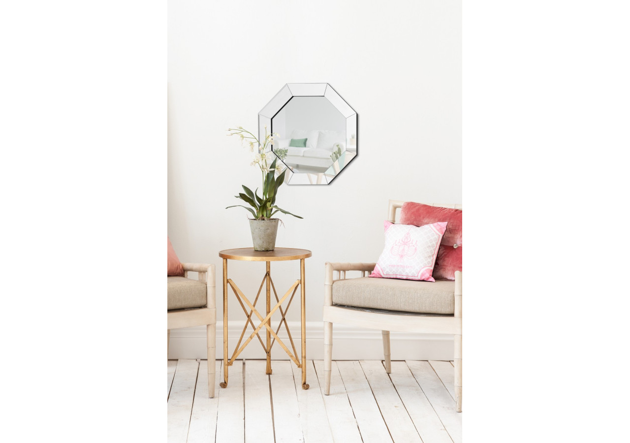 Miroir Kronos 100 - Cadre argent, forme octogonale, diamètre 60 cm - VLMCG - Kayoom