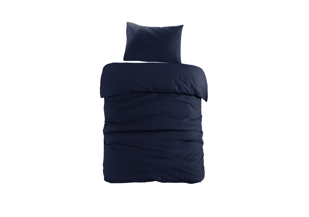 Housse de Couette Carla - Bleu 140x200 cm et Taie 50x75 cm - FRQKV-140-200 - Kenda Sand