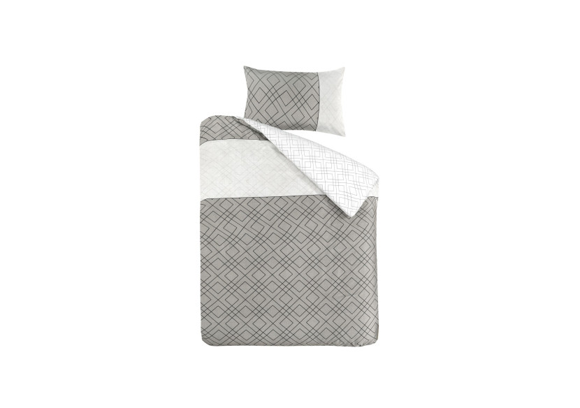 Housse de Couette Heather - Gris 260x220 cm et 2 Taies 50x75 cm - VCZMG-260-220 - Kenda Sand