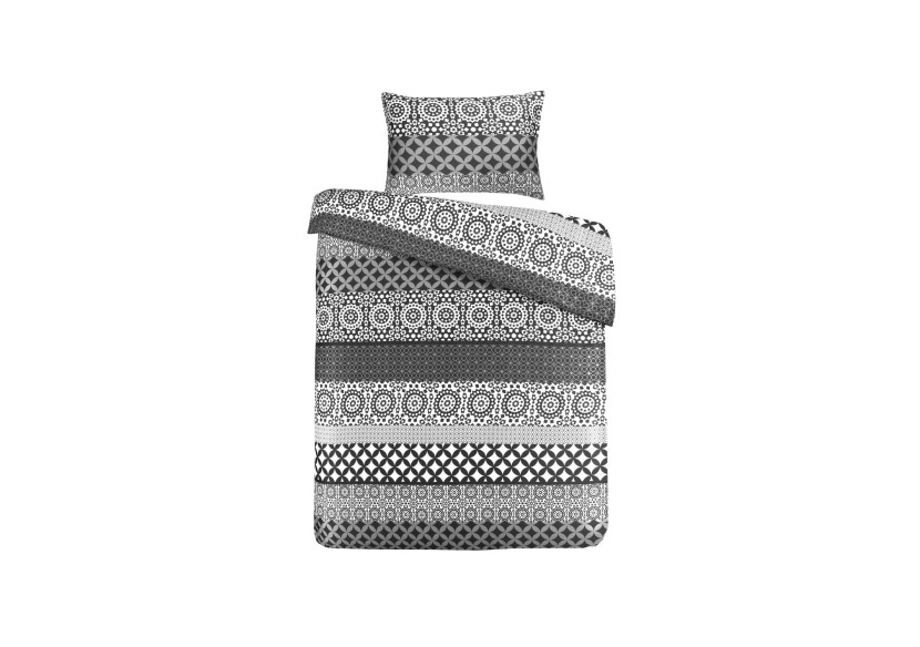 Housse de Couette Stereo - Noir et Blanc 260 x 220 cm avec 2 Taies 50 x 75 cm - HBVW7-260-220 - Kenda Sand